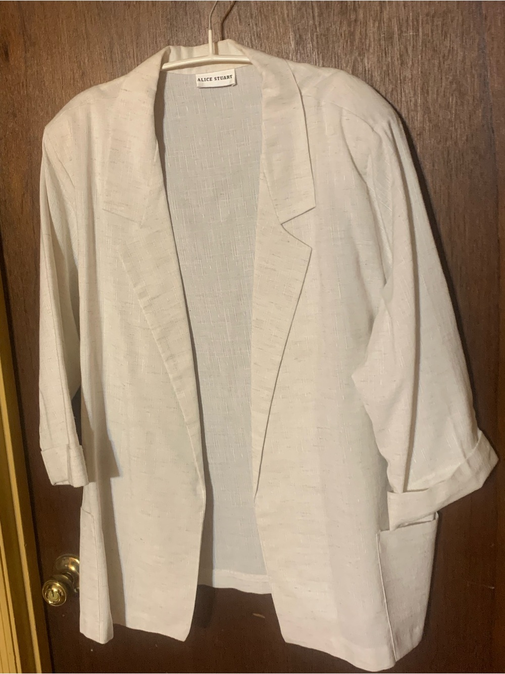Alice Stuart Cream Lightweight Open-Front Blazer